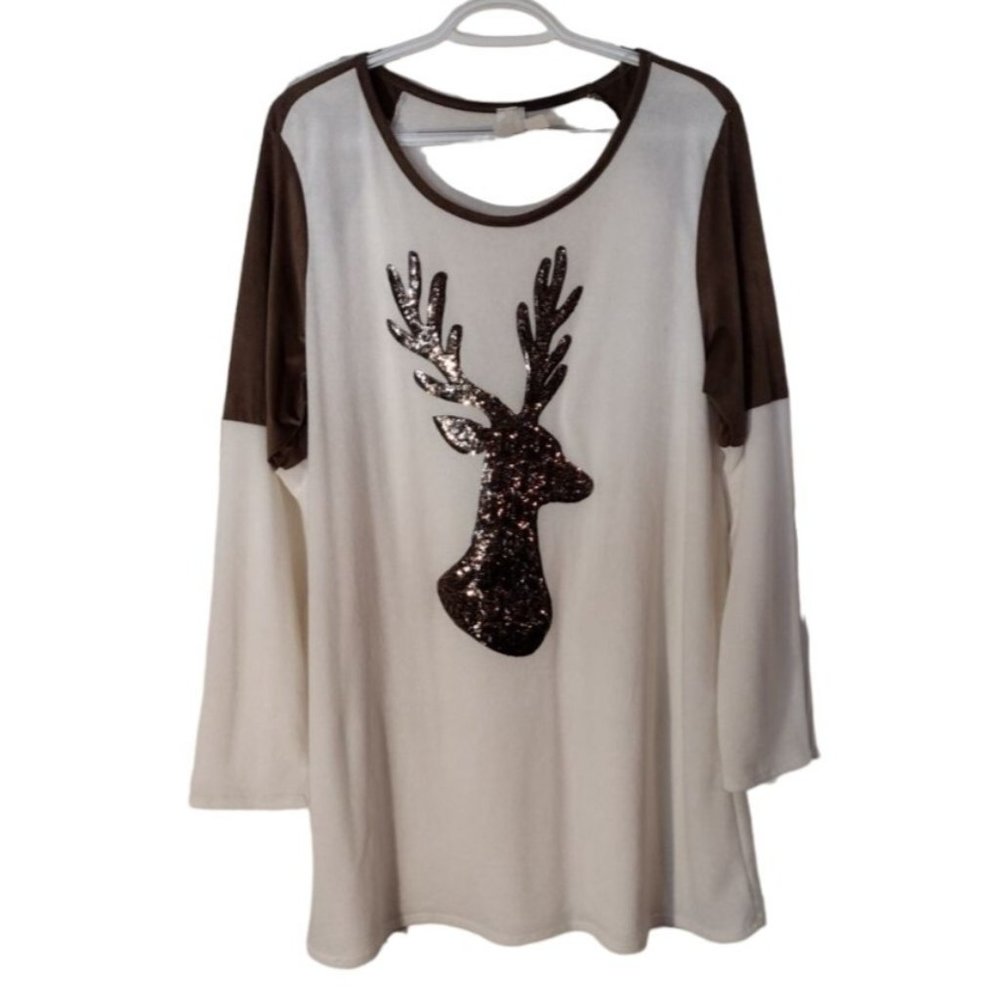 Women's 3 XL Lilypad Sequin Deer Shirt